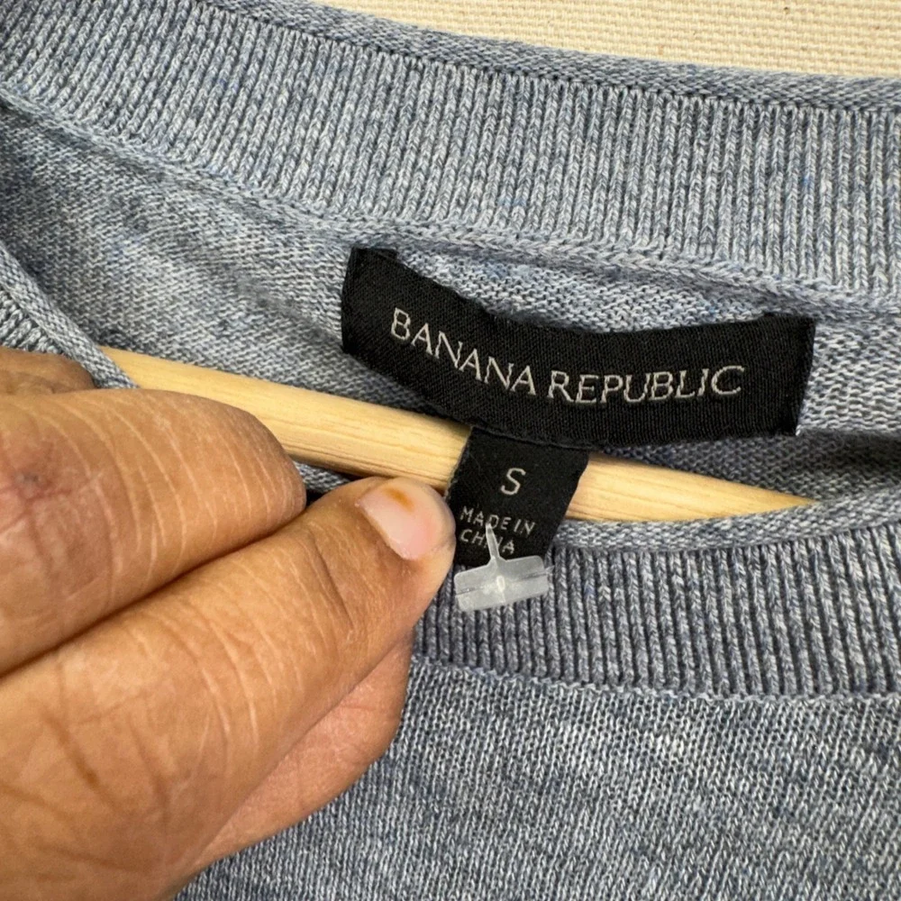 Banana Republic‎ Silk Linen Sweater S Blue Lightweight Crewneck Minimalist 5768